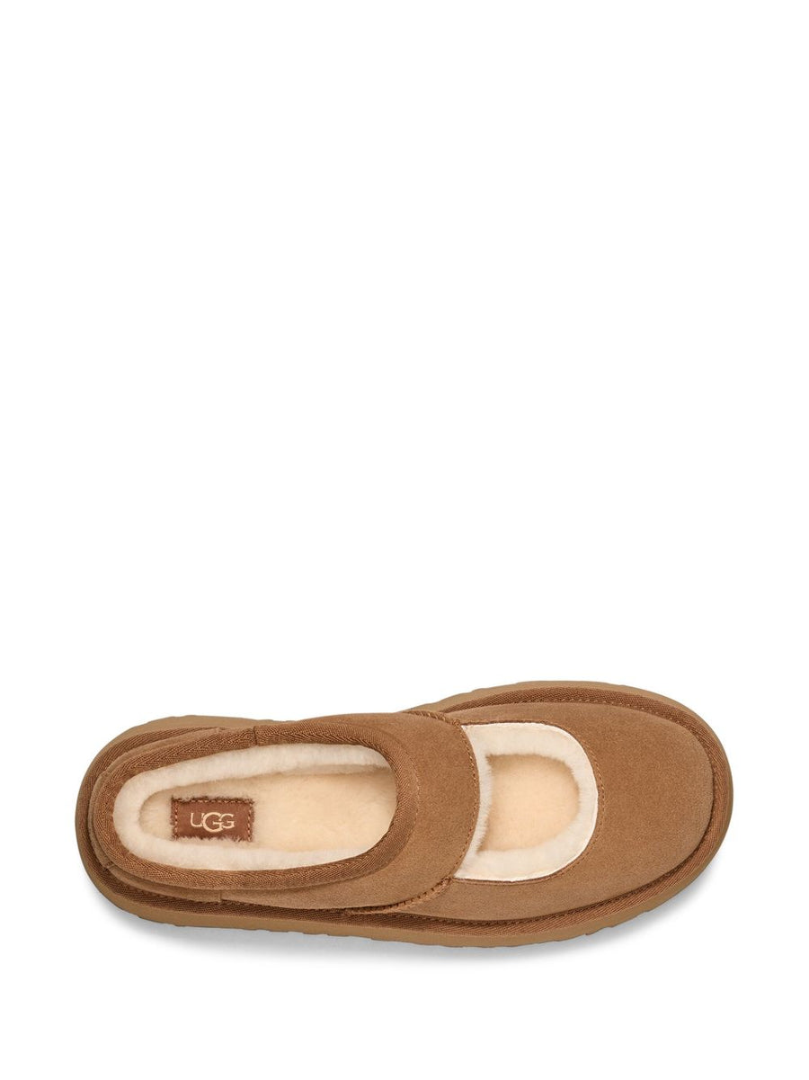 UGG Bea Mary Jane Sandals For Women Beige Suede Slip On With Cutout Detailing And Ridged Sole