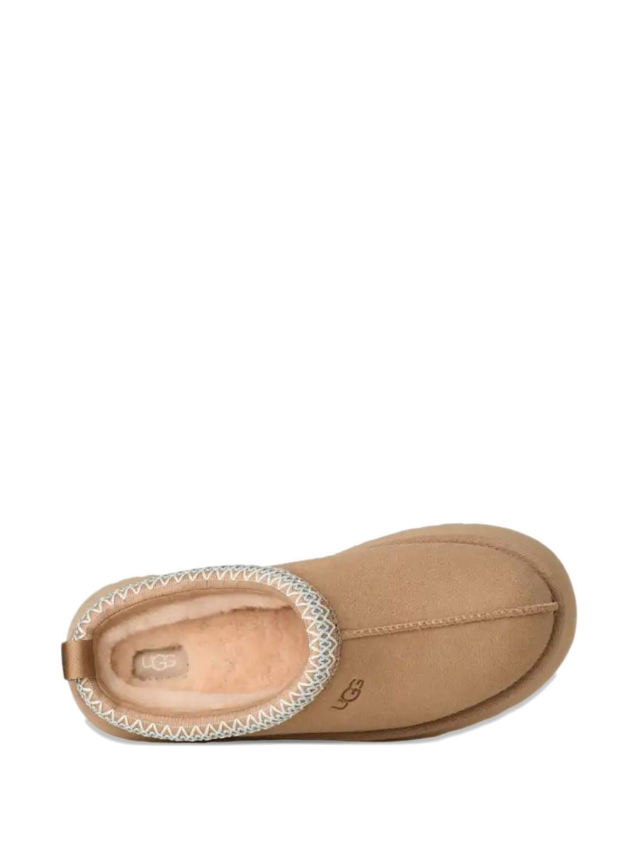 UGG Tazz II Beige Leather Platform Sandals for Women, Elevated Comfort and Braided Trim
