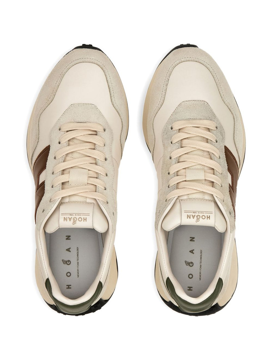 Hogan H601 Beige Leather Sneakers For Men - Luxury Everyday Comfort, Signature Logo