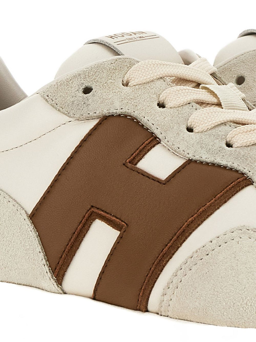 Hogan H601 Beige Leather Sneakers For Men - Luxury Everyday Comfort, Signature Logo