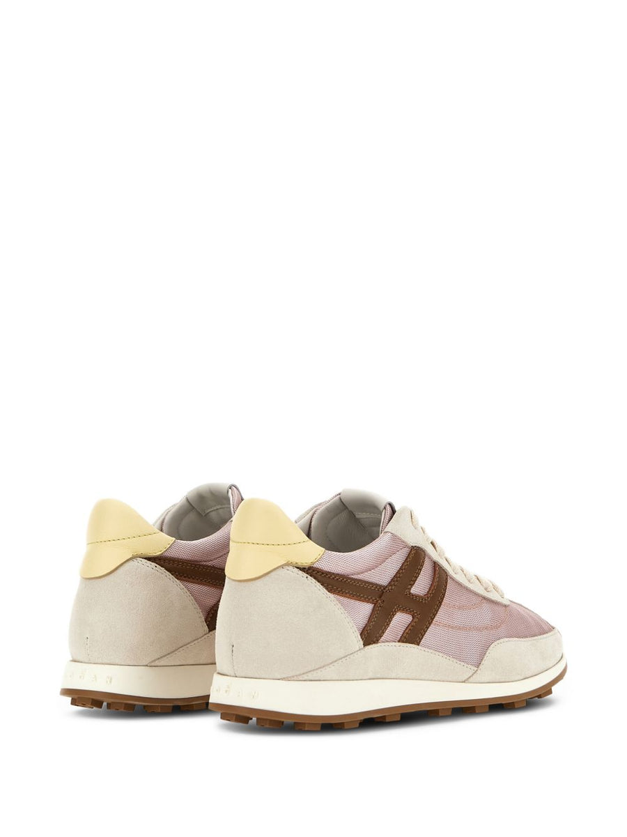 Hogan H699 Sneakers For Women Luxury Beige With Pink Detail Premium Calfskin And Lambskin
