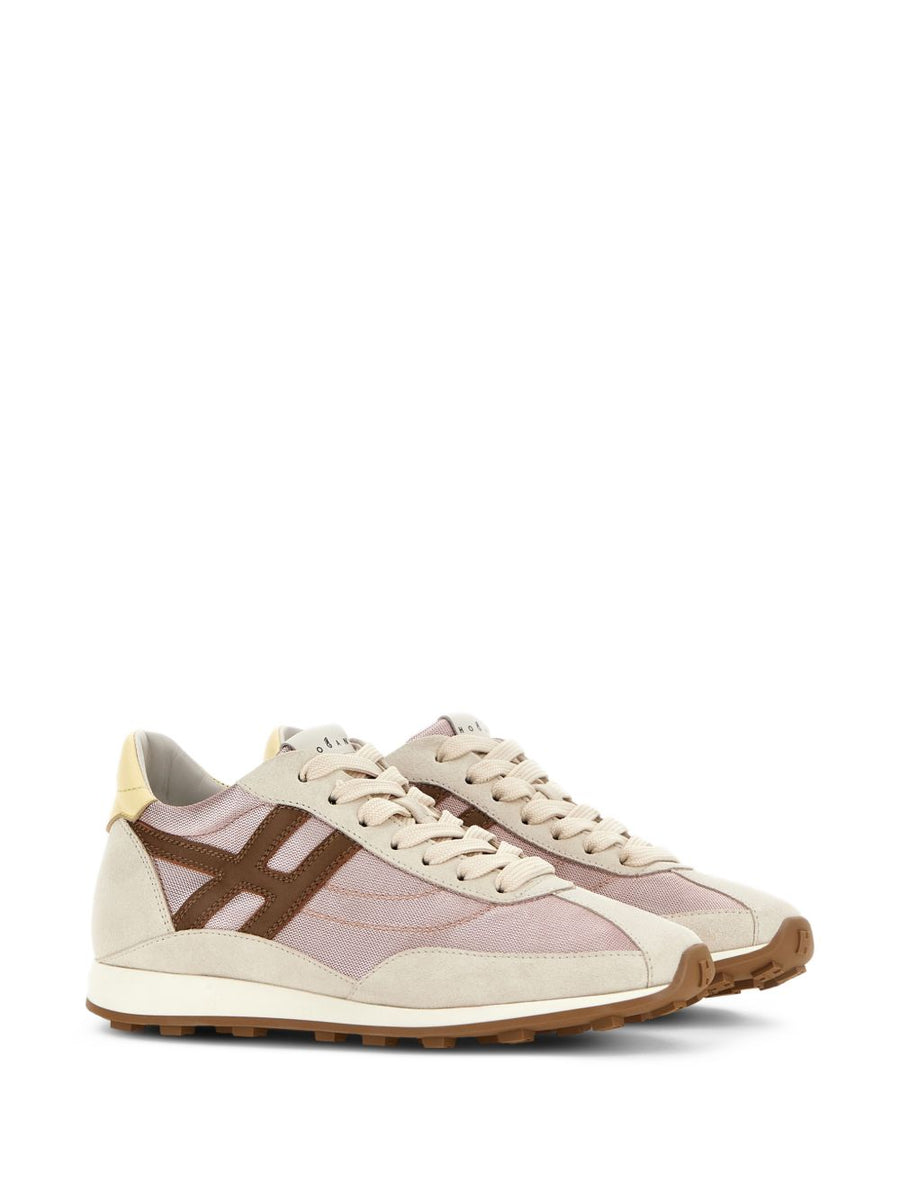 Hogan H699 Sneakers For Women Luxury Beige With Pink Detail Premium Calfskin And Lambskin