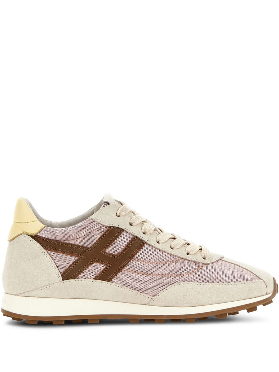 Hogan H699 Sneakers For Women Luxury Beige With Pink Detail Premium Calfskin And Lambskin