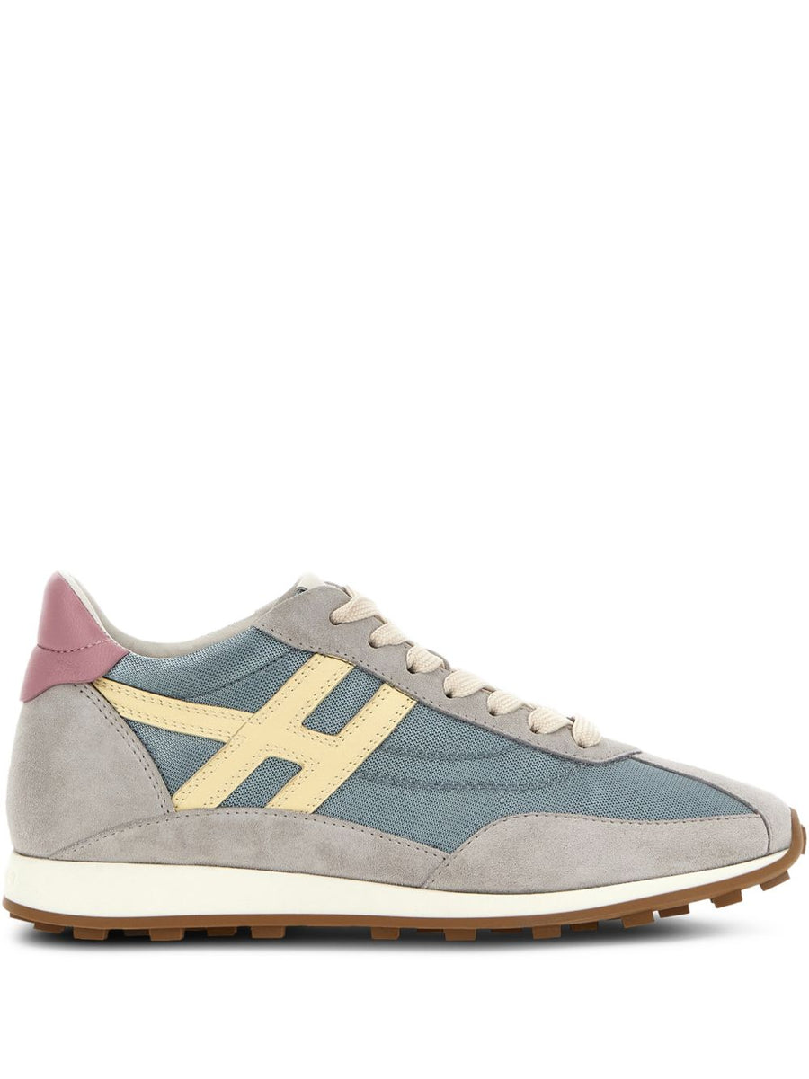 Hogan Athletic Sneakers For Women Light Blue Mixed Materials Luxury Everyday Comfort And Signature Details