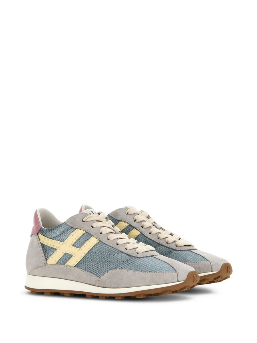 Hogan Athletic Sneakers For Women Light Blue Mixed Materials Luxury Everyday Comfort And Signature Details