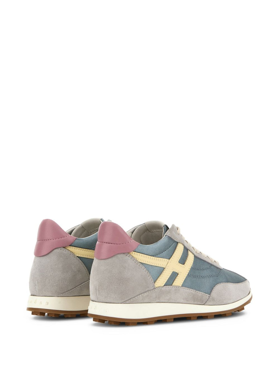 Hogan Athletic Sneakers For Women Light Blue Mixed Materials Luxury Everyday Comfort And Signature Details