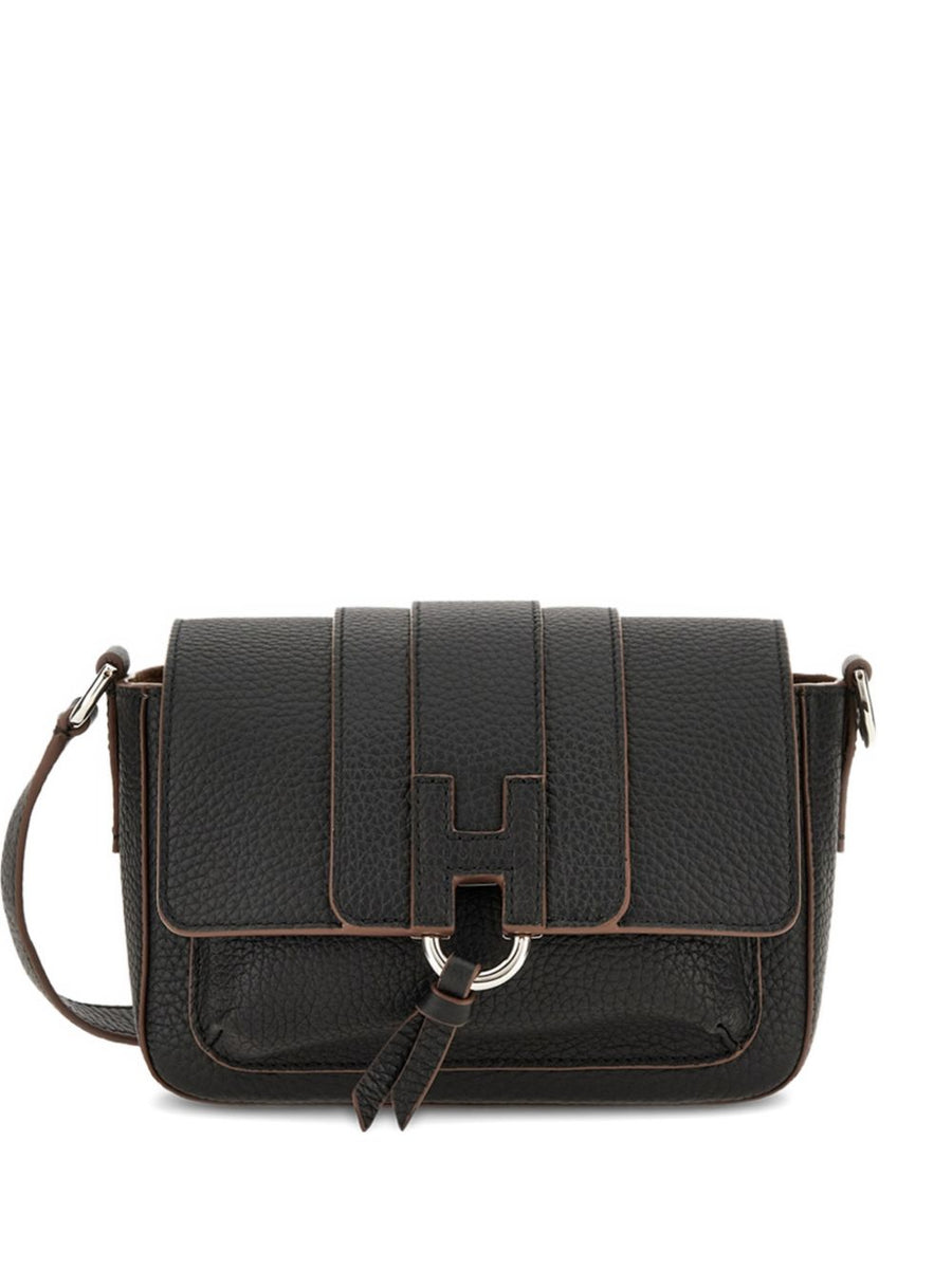 Hogan Trend Flap Bag Calfskin for Women Compact Crossbody with Adjustable Strap Tassel Detail