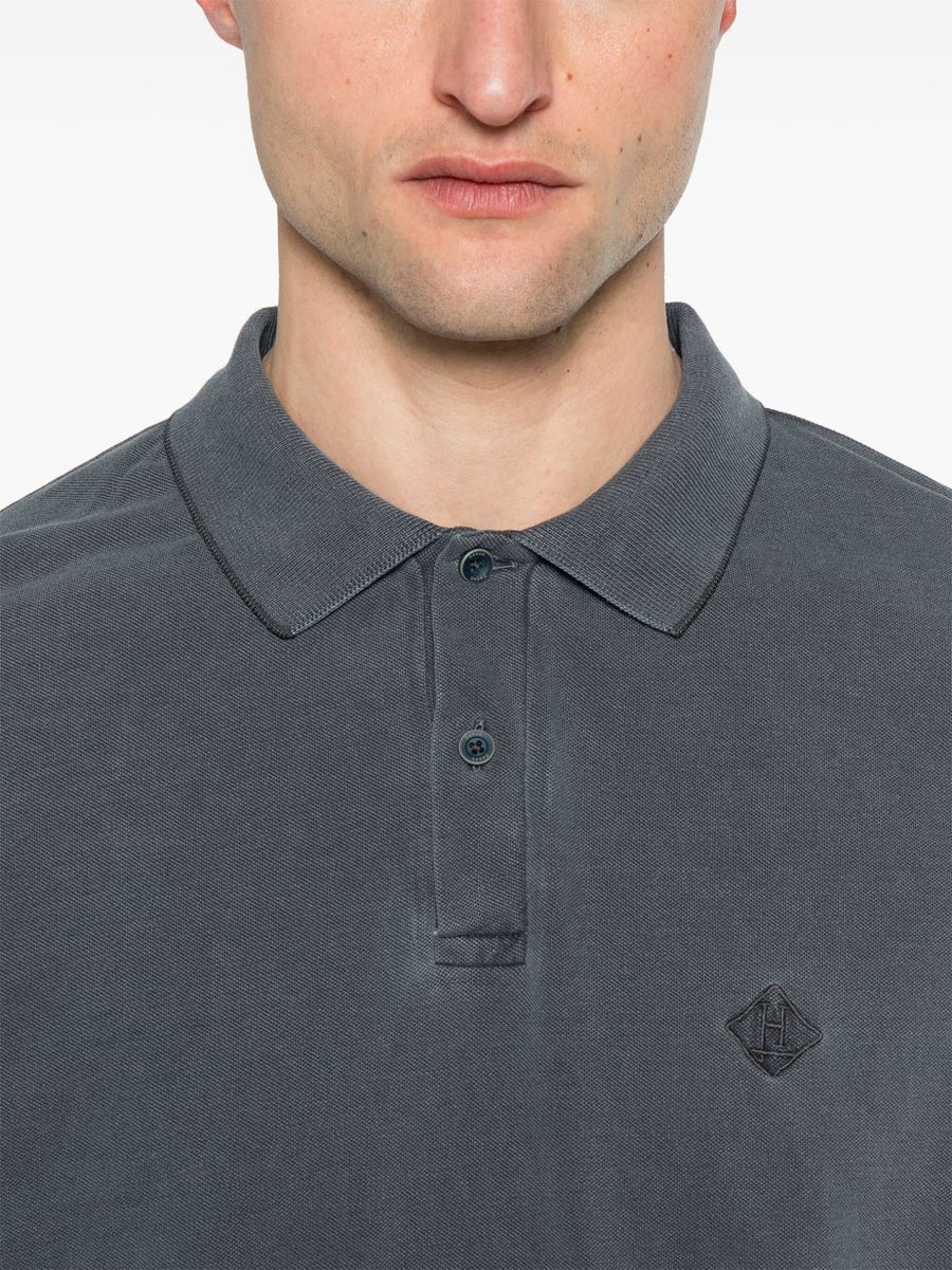 Herno Logo Cotton Polo Shirt For Men Navy 100 Percent Cotton Refined Everyday Essential