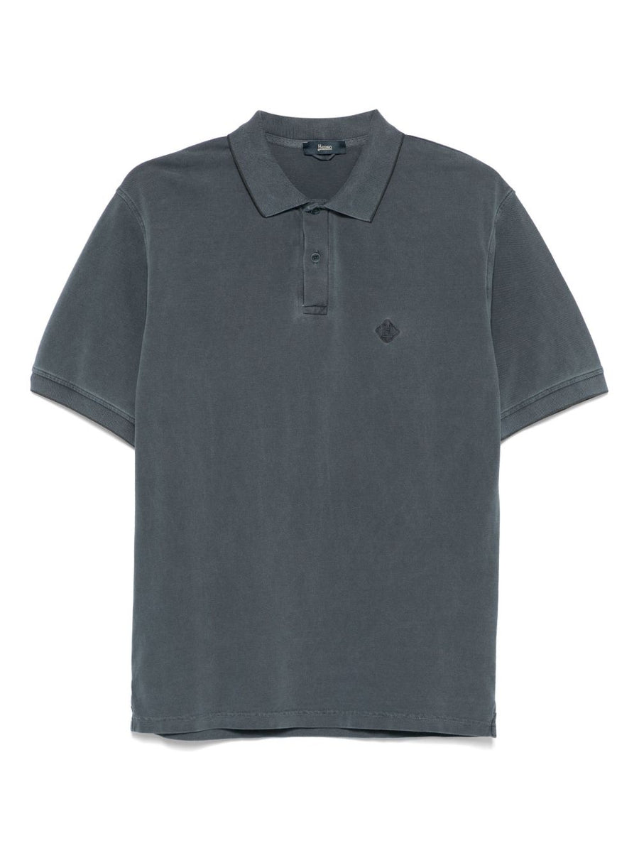 Herno Logo Cotton Polo Shirt For Men Navy 100 Percent Cotton Refined Everyday Essential