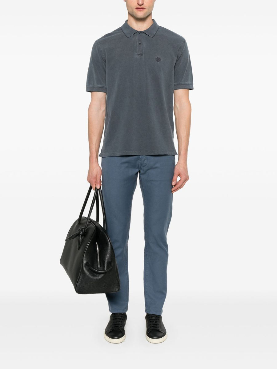 Herno Logo Cotton Polo Shirt For Men Navy 100 Percent Cotton Refined Everyday Essential