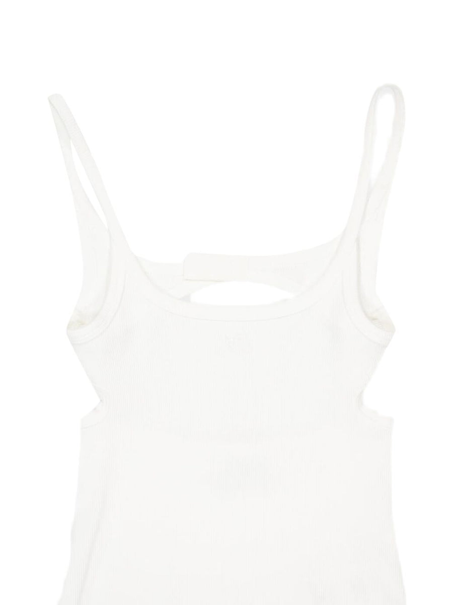 Courreges Pre Cotton Tank Top For Women With Cutout Accent And Ribbed Straps Minimalist Warm Weather Essential