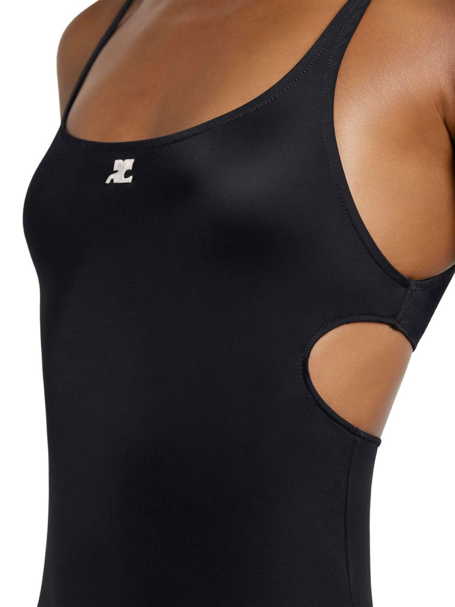 Courreges Cutout Swimsuit For Women With Logo Accent Black