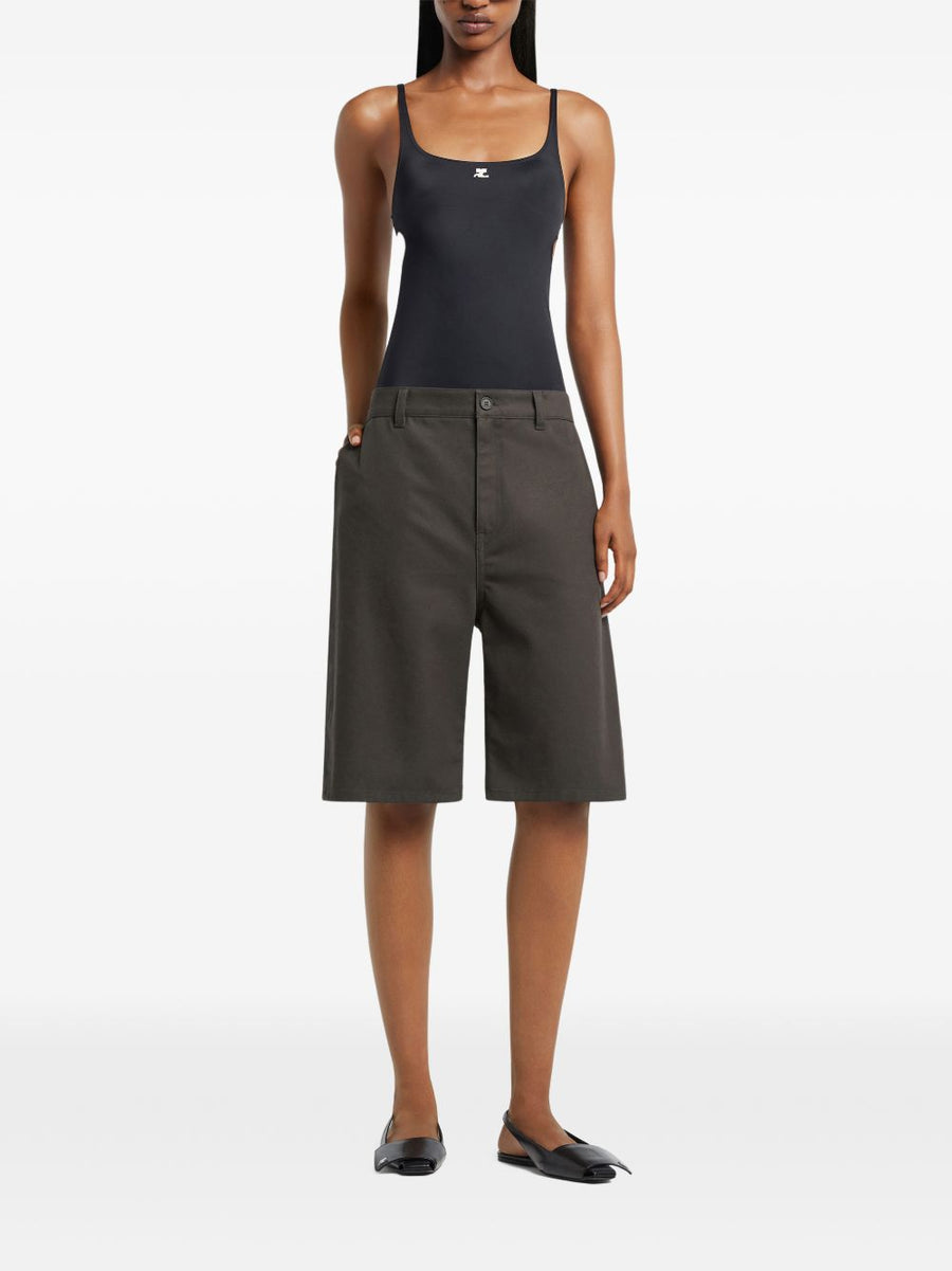 Courreges Cutout Swimsuit For Women With Logo Accent Black