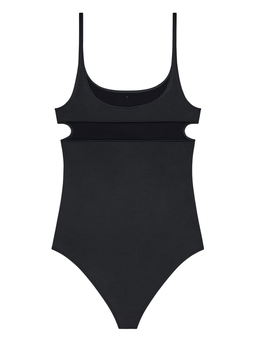 Courreges Cutout Swimsuit For Women With Logo Accent Black