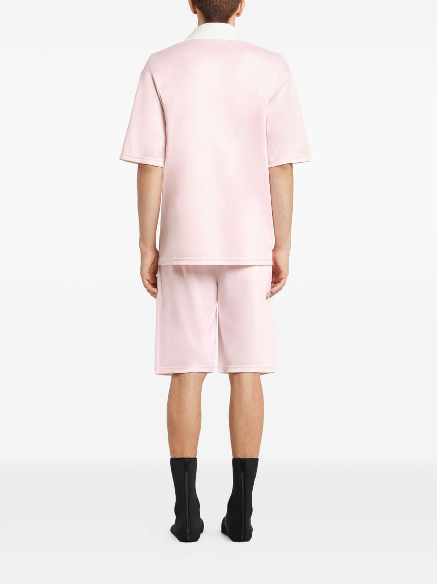 Courreges Pre Logo Oversize Polo Shirt For Women Pastel Pink And White Logo Embroidery Luxurious Everyday Topwear