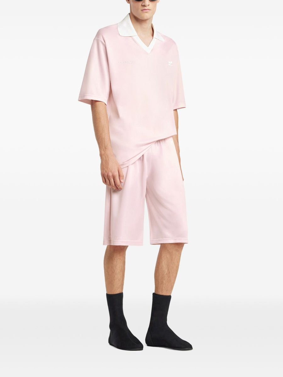 Courreges Pre Logo Oversize Polo Shirt For Women Pastel Pink And White Logo Embroidery Luxurious Everyday Topwear