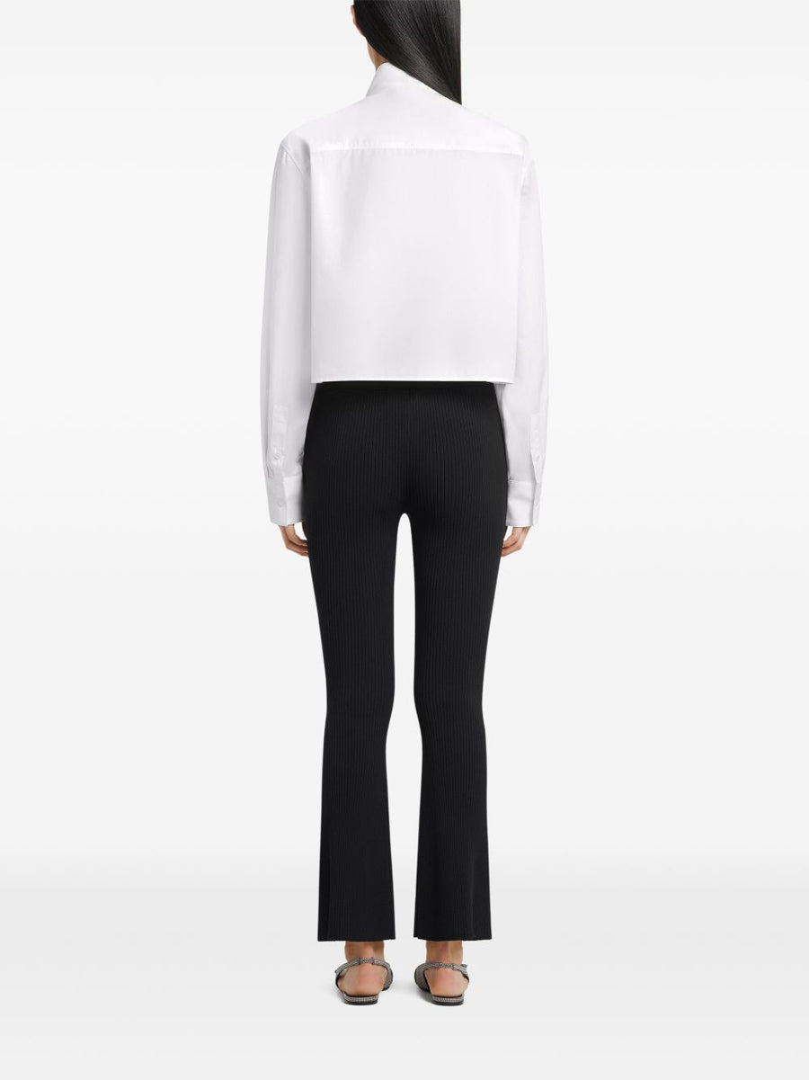 Courreges Pre Ribbed Knit Trousers With Belt Detail For Women Black Capri Length Day To Night Luxe
