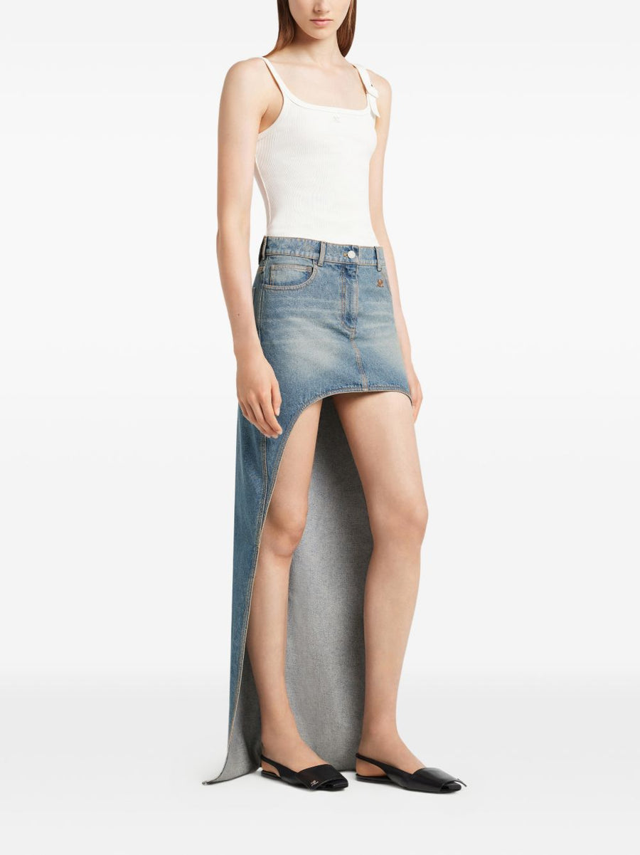 Courreges Pre Denim Skirt Navy 100 Percent Cotton With Cutout Detail And Five Pockets For Women