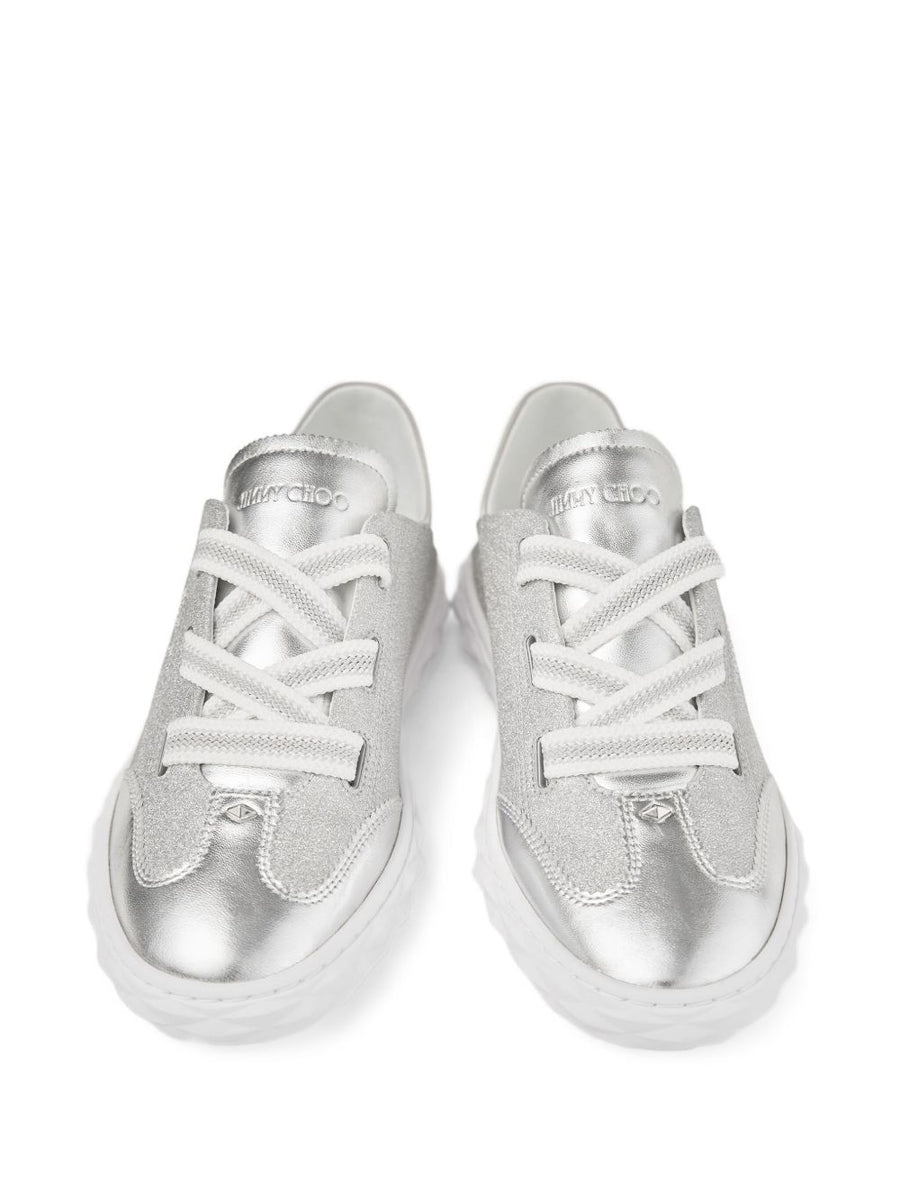 Jimmy Choo Diamond Light Glitter Leather Sneakers For Women