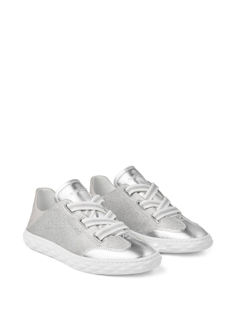 Jimmy Choo Diamond Light Glitter Leather Sneakers For Women