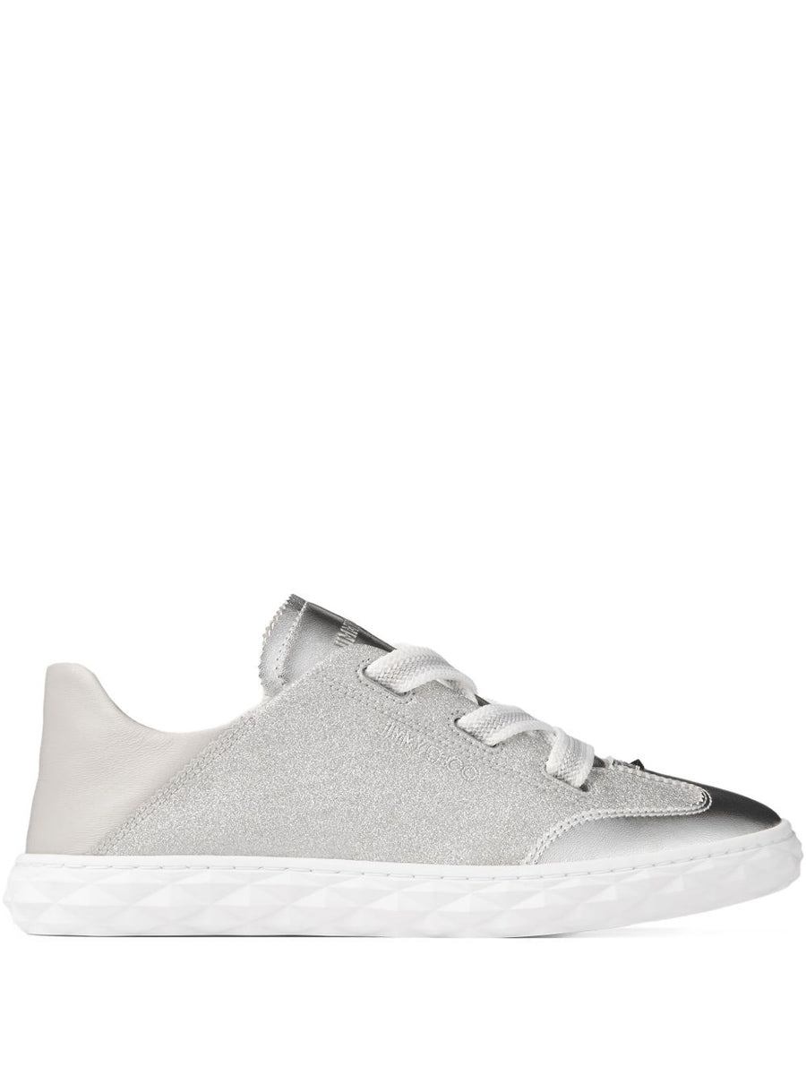 Jimmy Choo Diamond Light Glitter Leather Sneakers For Women