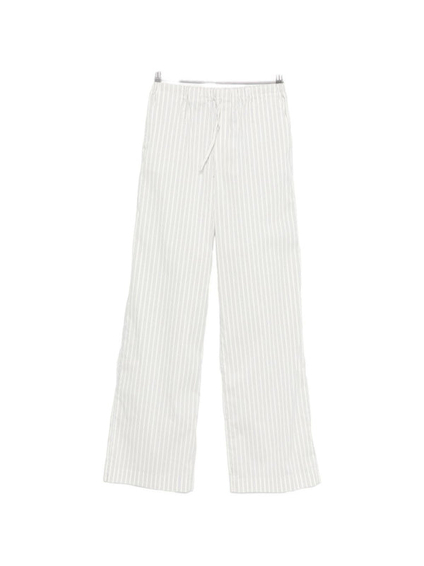 Iro Lia Cotton Blend Trousers For Women Drawstring Waist Beige Striped Everyday Comfort Spring Summer 2026