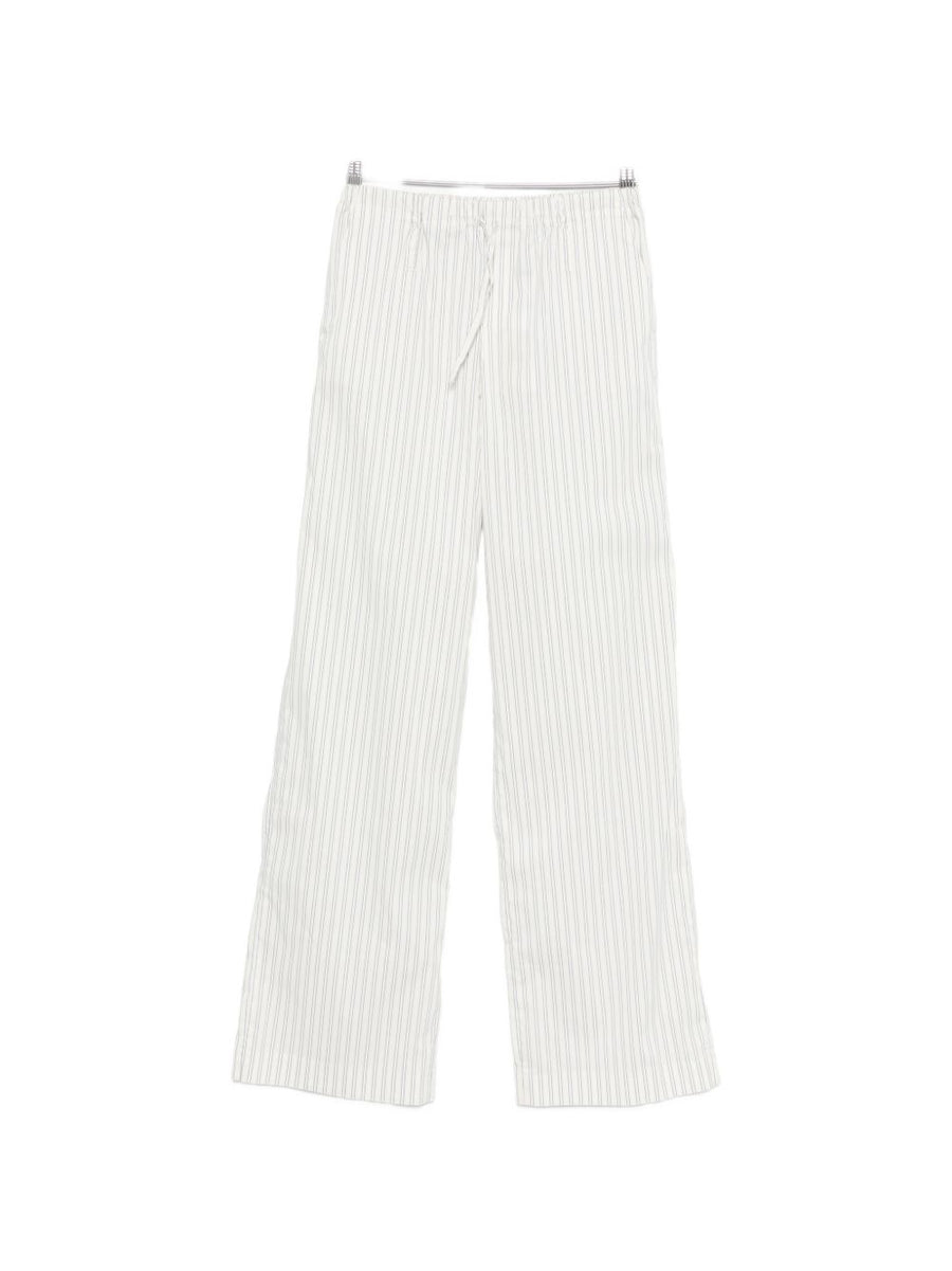 Iro Lia Cotton Blend Trousers For Women Drawstring Waist Beige Striped Everyday Comfort Spring Summer 2026