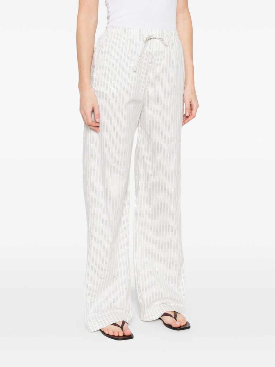 Iro Lia Cotton Blend Trousers For Women Drawstring Waist Beige Striped Everyday Comfort Spring Summer 2026
