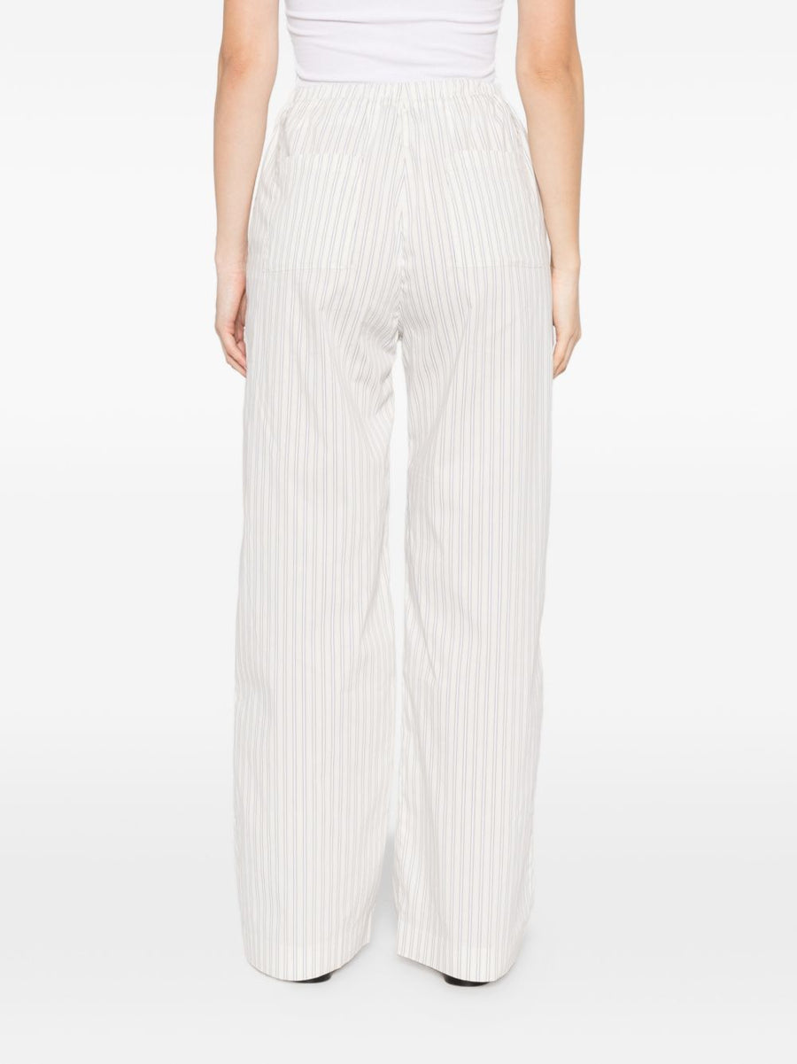 Iro Lia Cotton Blend Trousers For Women Drawstring Waist Beige Striped Everyday Comfort Spring Summer 2026