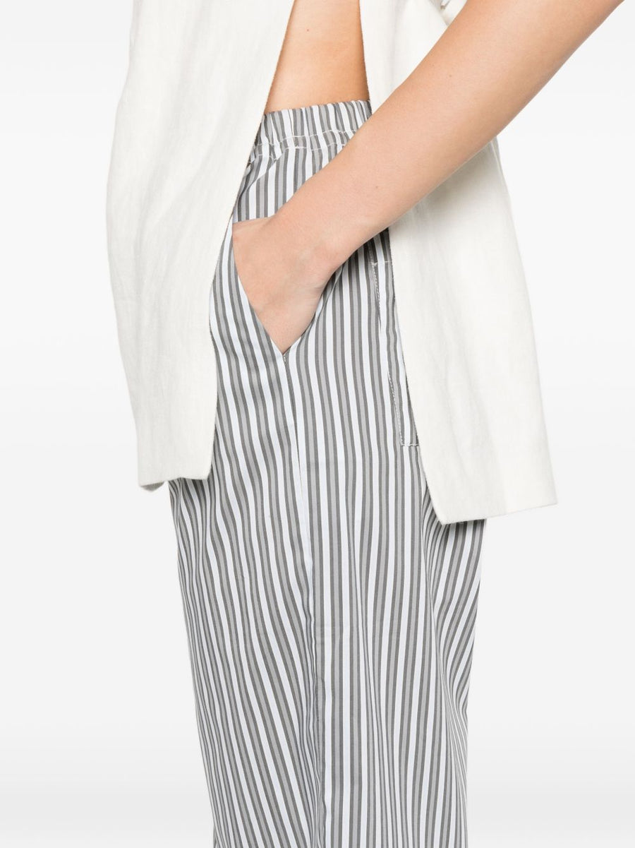 Iro Lia Cotton Blend Striped Trousers With Elastic Drawstring Waist For Women Luxurious Comfort