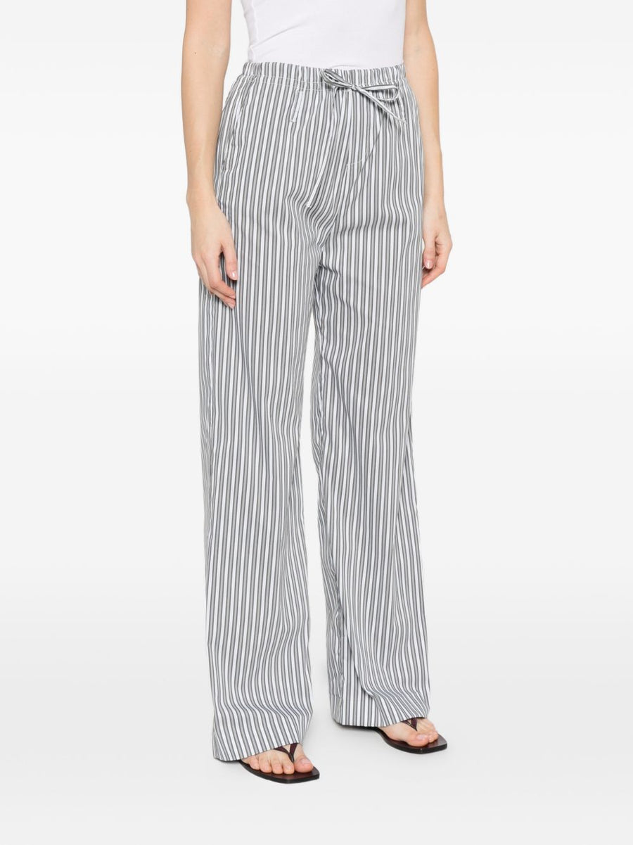 Iro Lia Cotton Blend Striped Trousers With Elastic Drawstring Waist For Women Luxurious Comfort
