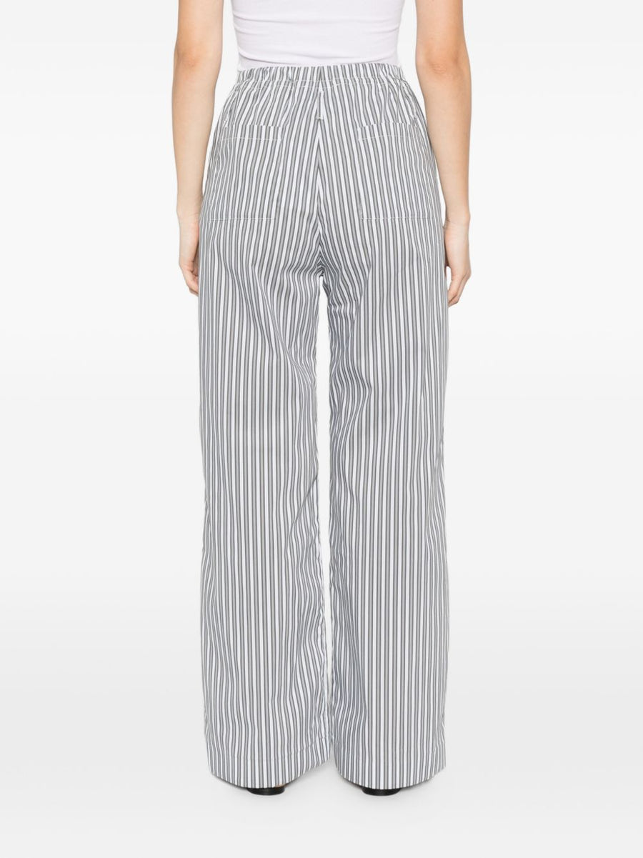 Iro Lia Cotton Blend Striped Trousers With Elastic Drawstring Waist For Women Luxurious Comfort