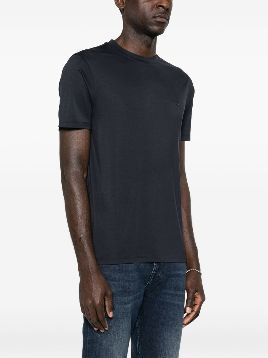 Emporio Armani Mens Modal Silk Blend T Shirt Navy Premium Breathable Luxury Everyday Tee