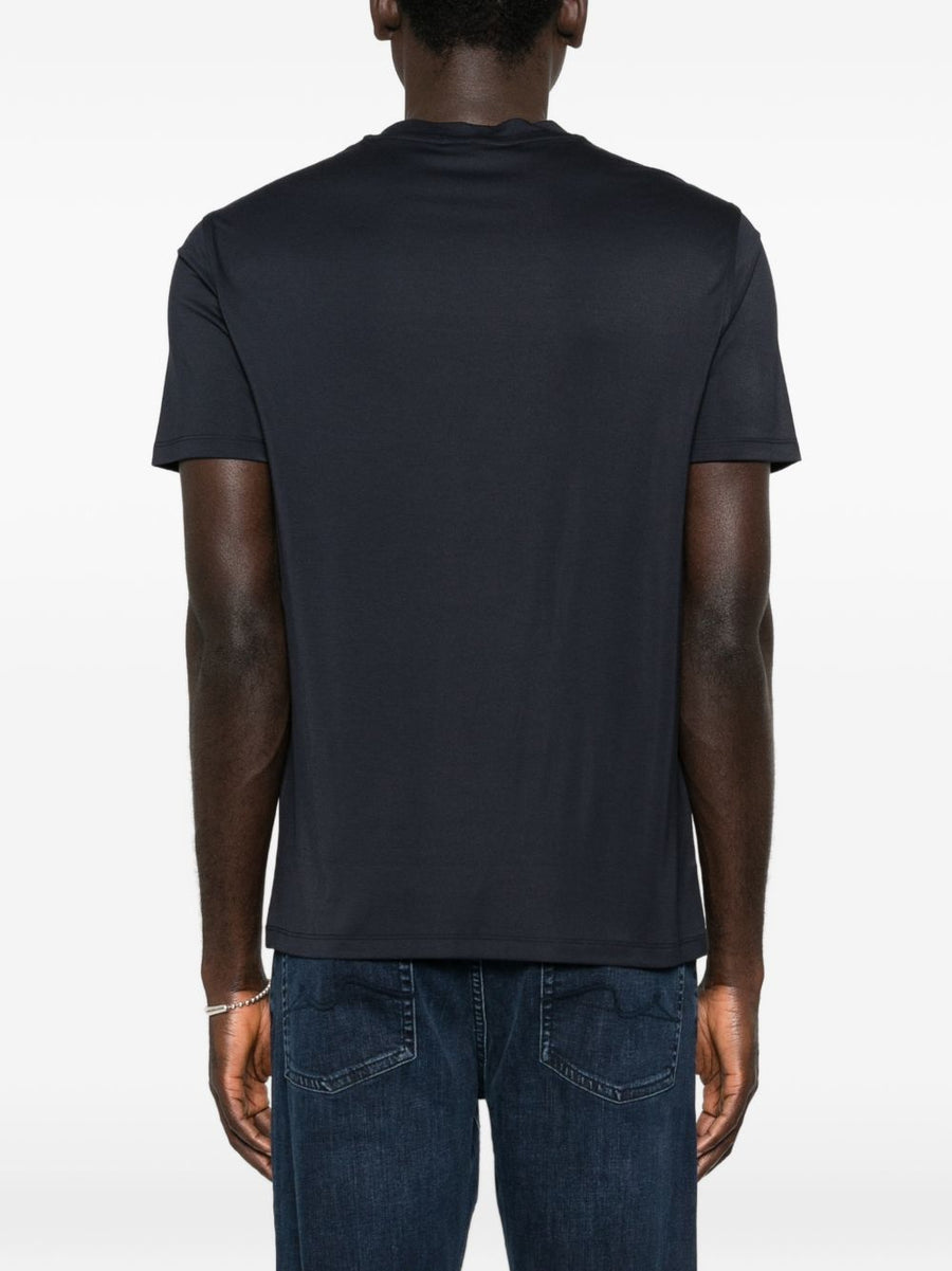 Emporio Armani Mens Modal Silk Blend T Shirt Navy Premium Breathable Luxury Everyday Tee