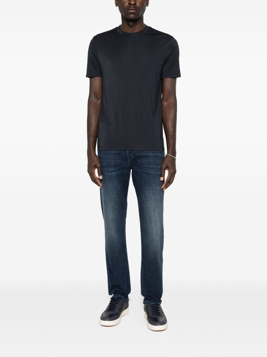 Emporio Armani Mens Modal Silk Blend T Shirt Navy Premium Breathable Luxury Everyday Tee