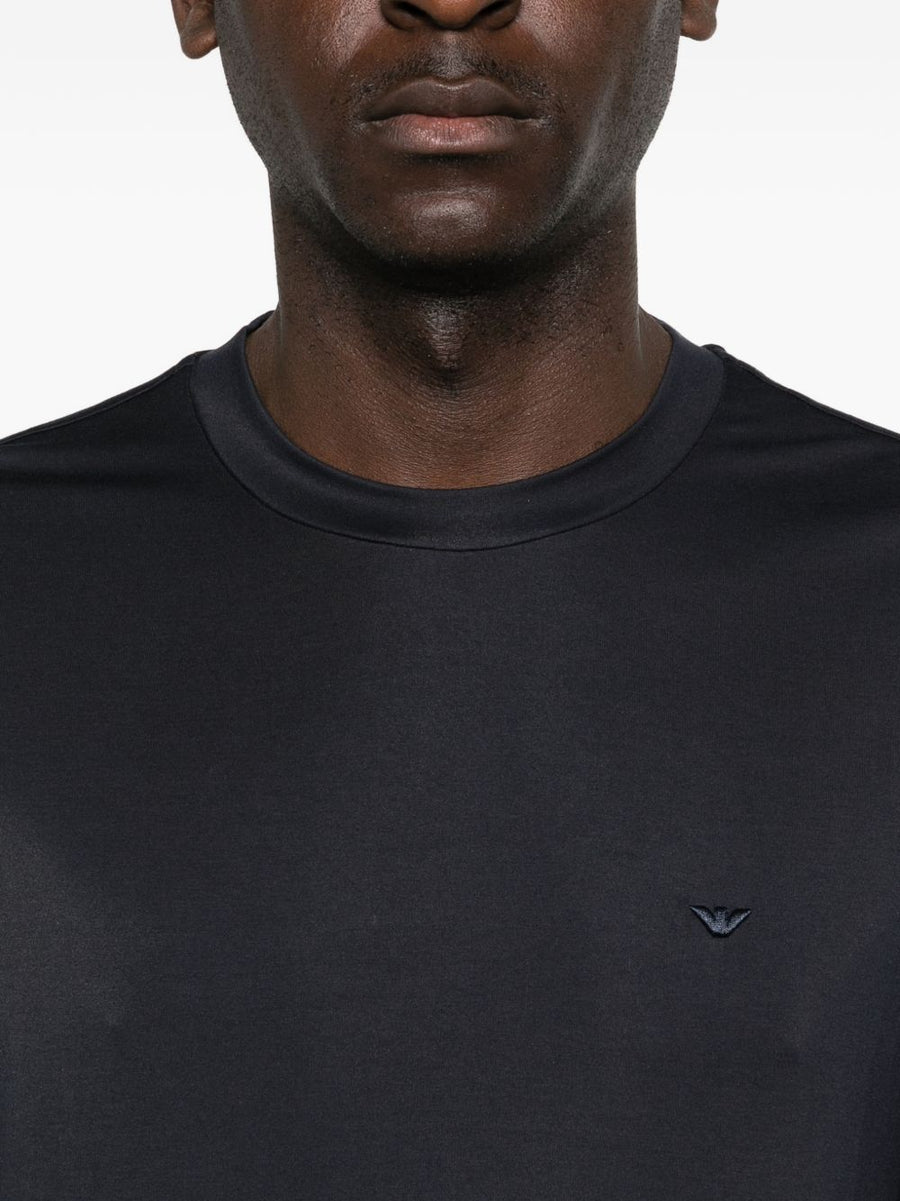 Emporio Armani Mens Modal Silk Blend T Shirt Navy Premium Breathable Luxury Everyday Tee