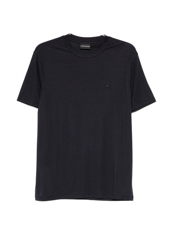 Emporio Armani Mens Modal Silk Blend T Shirt Navy Premium Breathable Luxury Everyday Tee