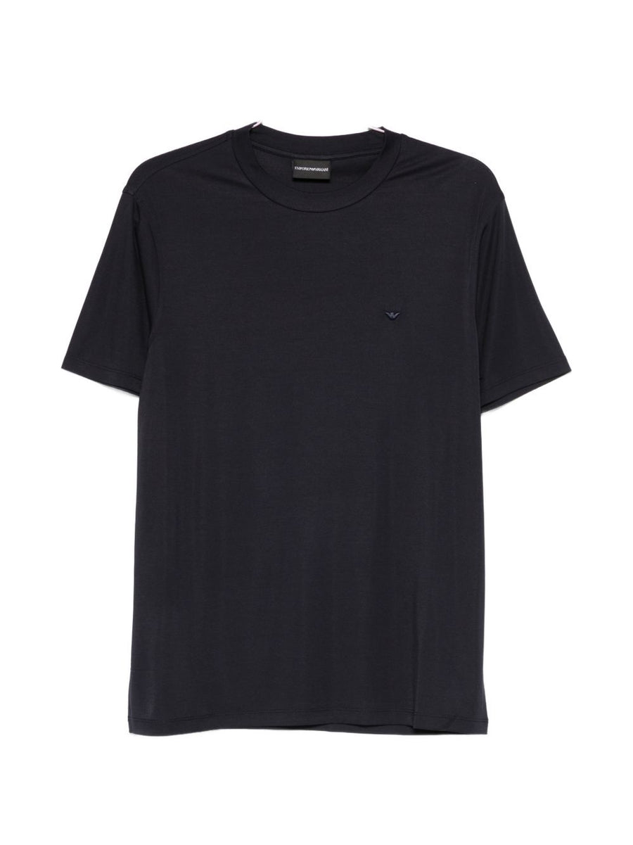 Emporio Armani Mens Modal Silk Blend T Shirt Navy Premium Breathable Luxury Everyday Tee