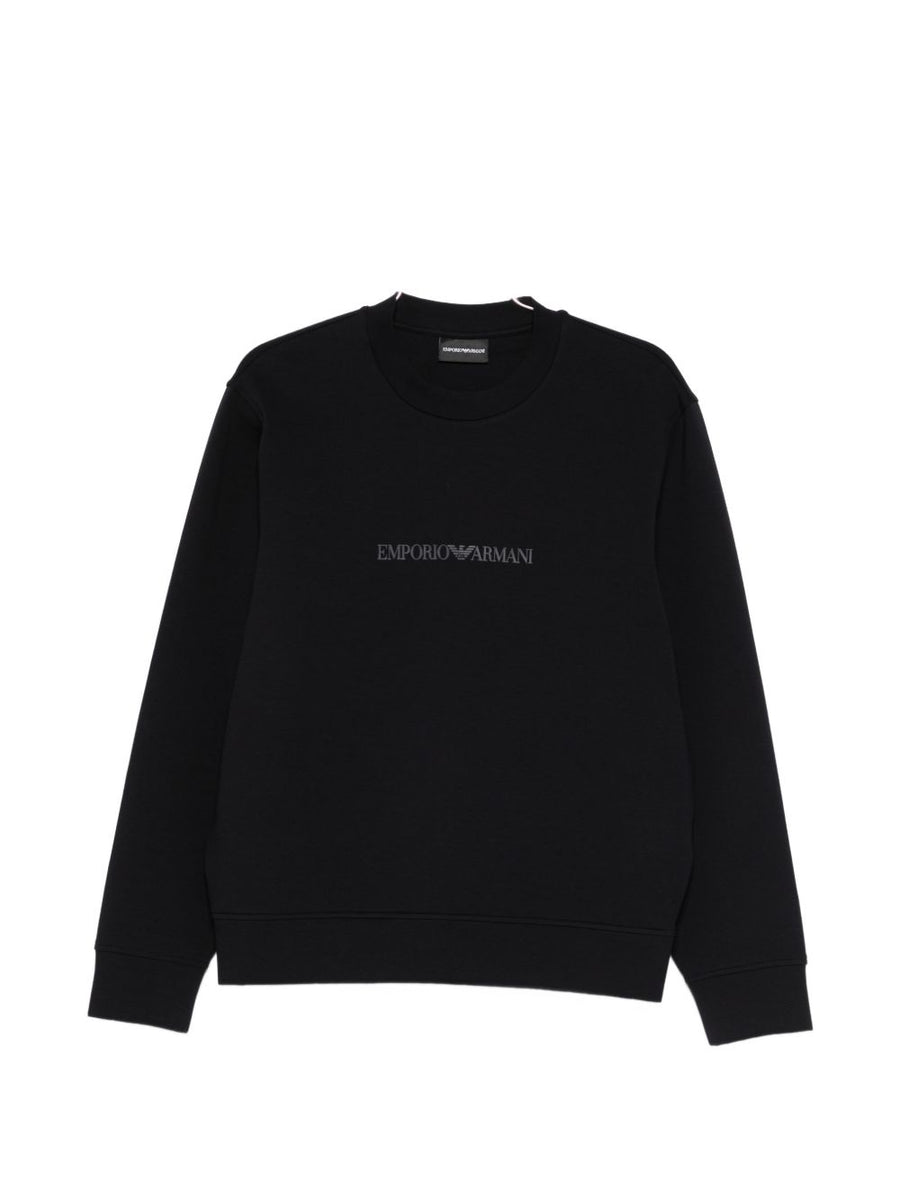 Emporio Armani Logo Cotton Sweatshirt for Men Navy Premium Comfort Classic Logo Details Everyday Luxury