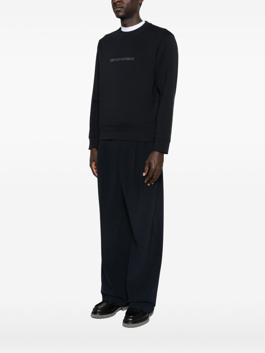 Emporio Armani Logo Cotton Sweatshirt for Men Navy Premium Comfort Classic Logo Details Everyday Luxury
