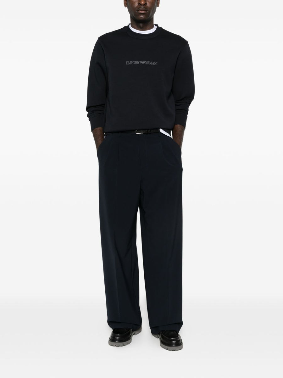 Emporio Armani Logo Cotton Sweatshirt for Men Navy Premium Comfort Classic Logo Details Everyday Luxury