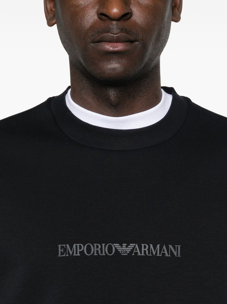 Emporio Armani Logo Cotton Sweatshirt for Men Navy Premium Comfort Classic Logo Details Everyday Luxury
