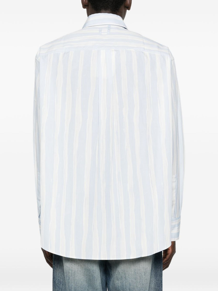 Jacquemus La Chemise Camargue Shirt 100 Percent Cotton Resort Stripe Front Patch Pocket For Men Luxurious Quiet Luxury