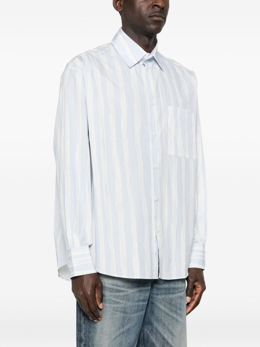 Jacquemus La Chemise Camargue Shirt 100 Percent Cotton Resort Stripe Front Patch Pocket For Men Luxurious Quiet Luxury