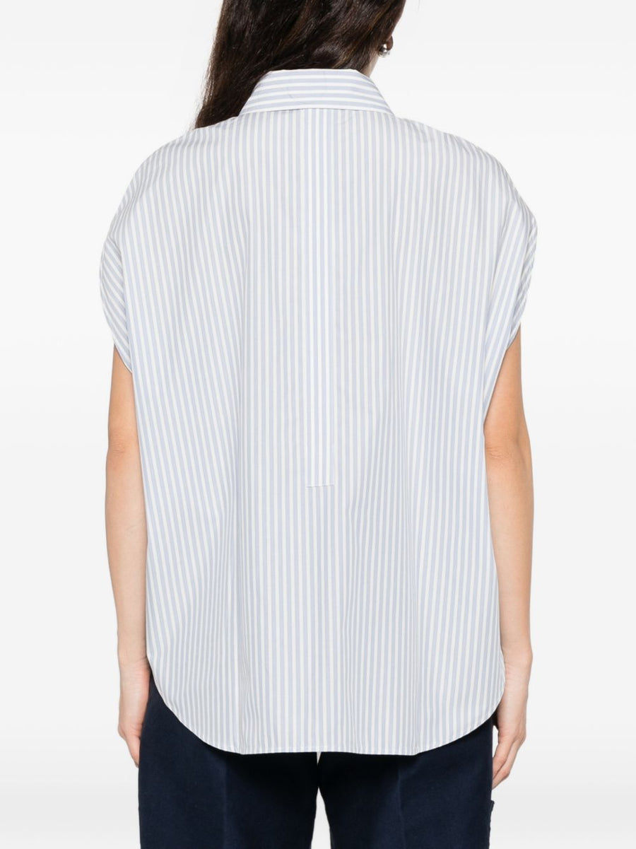 Woolrich Women's Striped Cotton Shirt Light Blue Button Front Tailored Fit Spring Summer 2026