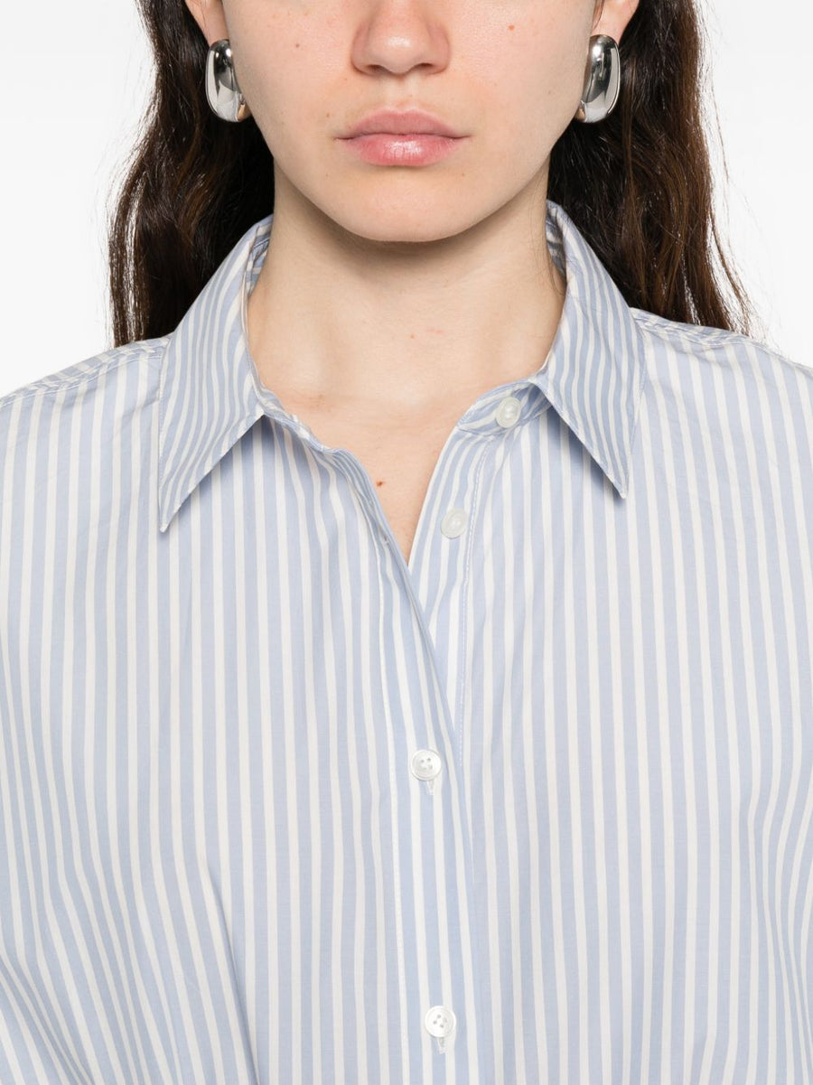 Woolrich Women's Striped Cotton Shirt Light Blue Button Front Tailored Fit Spring Summer 2026