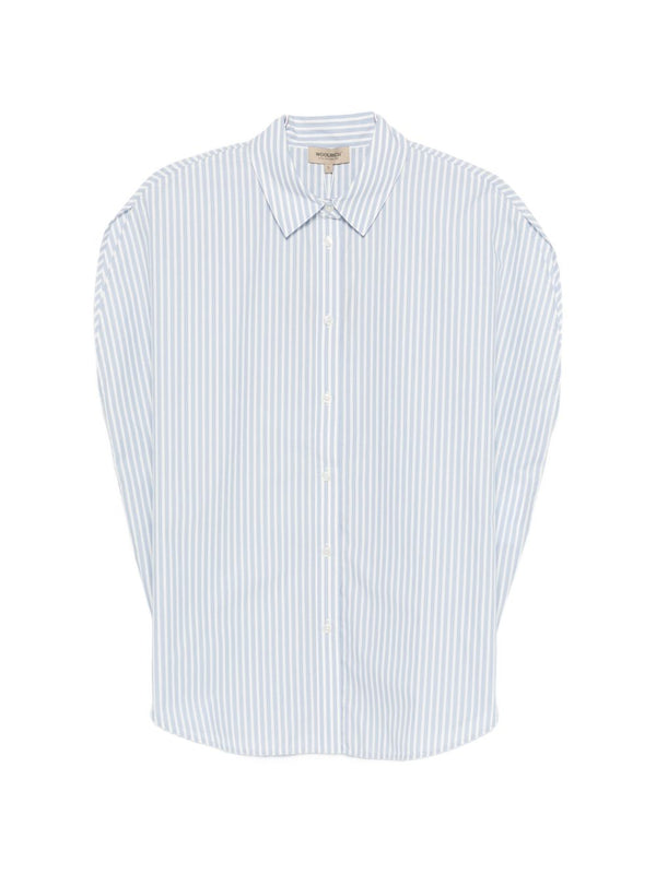 Woolrich Women's Striped Cotton Shirt Light Blue Button Front Tailored Fit Spring Summer 2026
