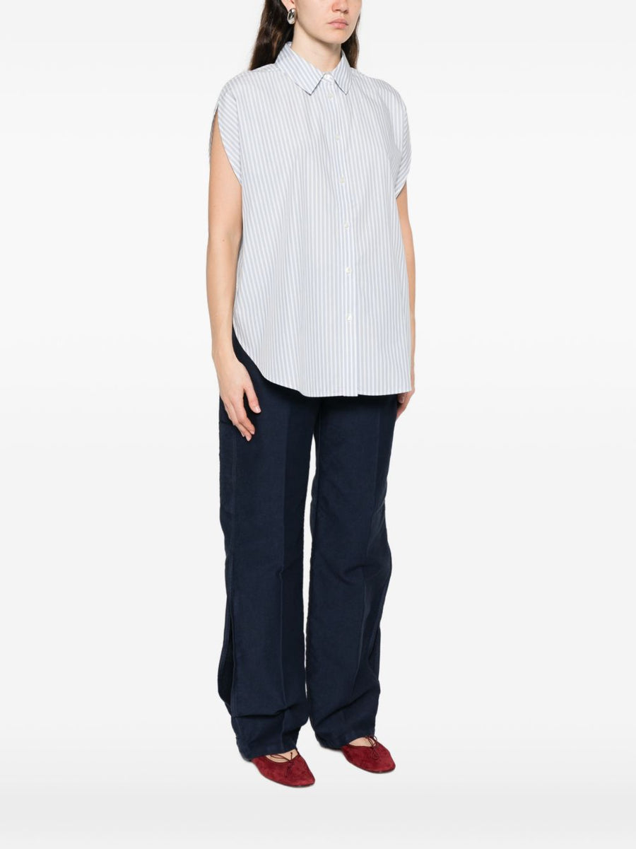 Woolrich Women's Striped Cotton Shirt Light Blue Button Front Tailored Fit Spring Summer 2026