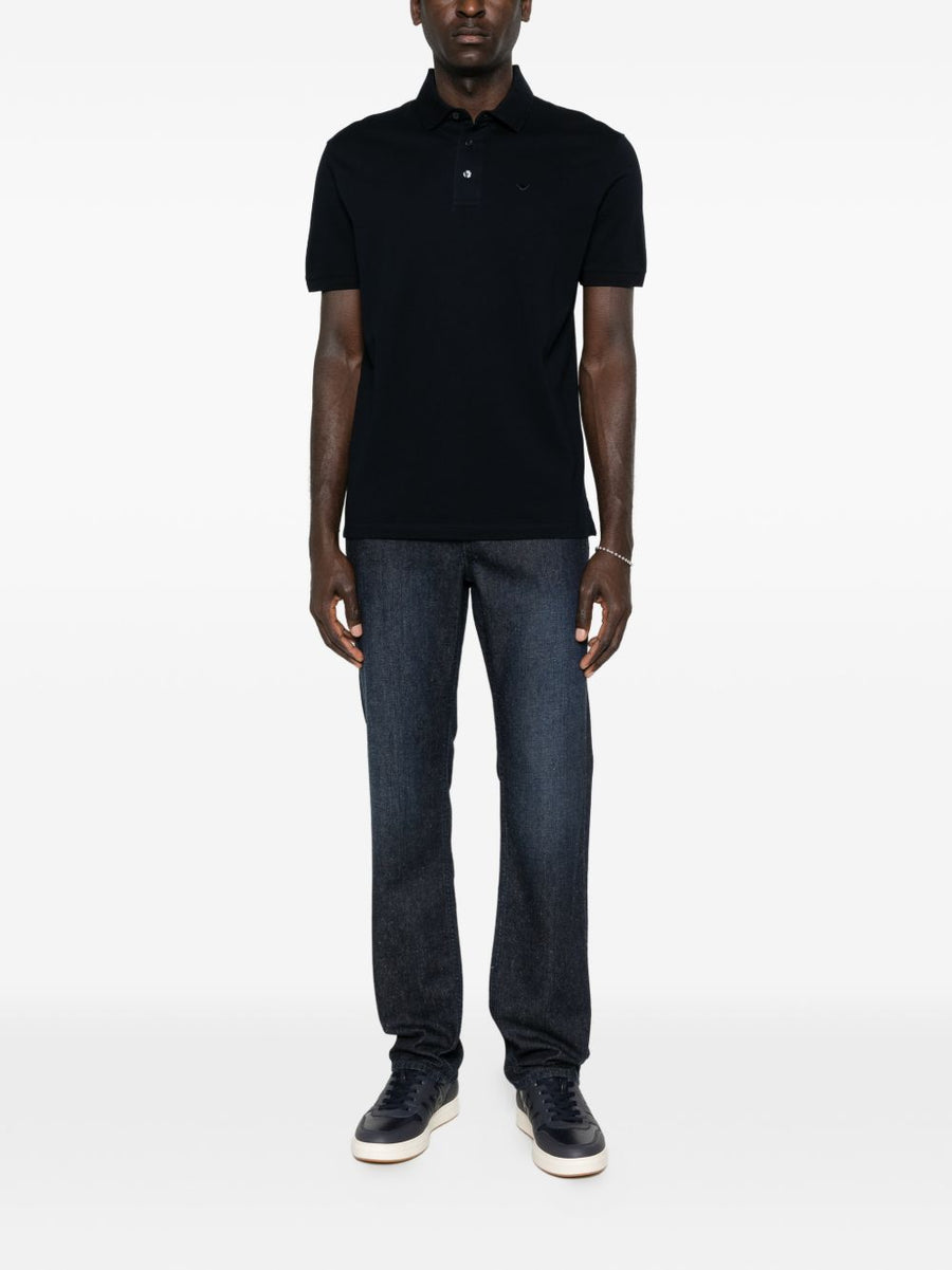 Emporio Armani Logo Polo Shirt For Men Navy 100 Percent Cotton Premium Comfort Refined Casual