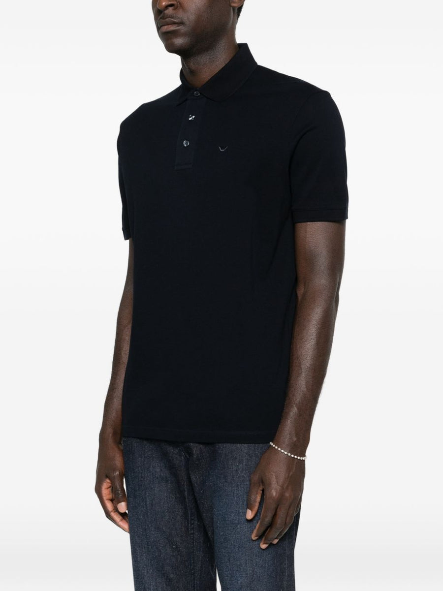 Emporio Armani Logo Polo Shirt For Men Navy 100 Percent Cotton Premium Comfort Refined Casual
